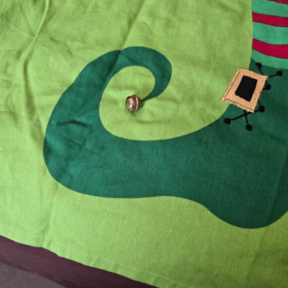 NEW NWT Pier One Holiday Christmas Green Elf Cooking Baking Apron Sparkles! Bell - Picture 6 of 11